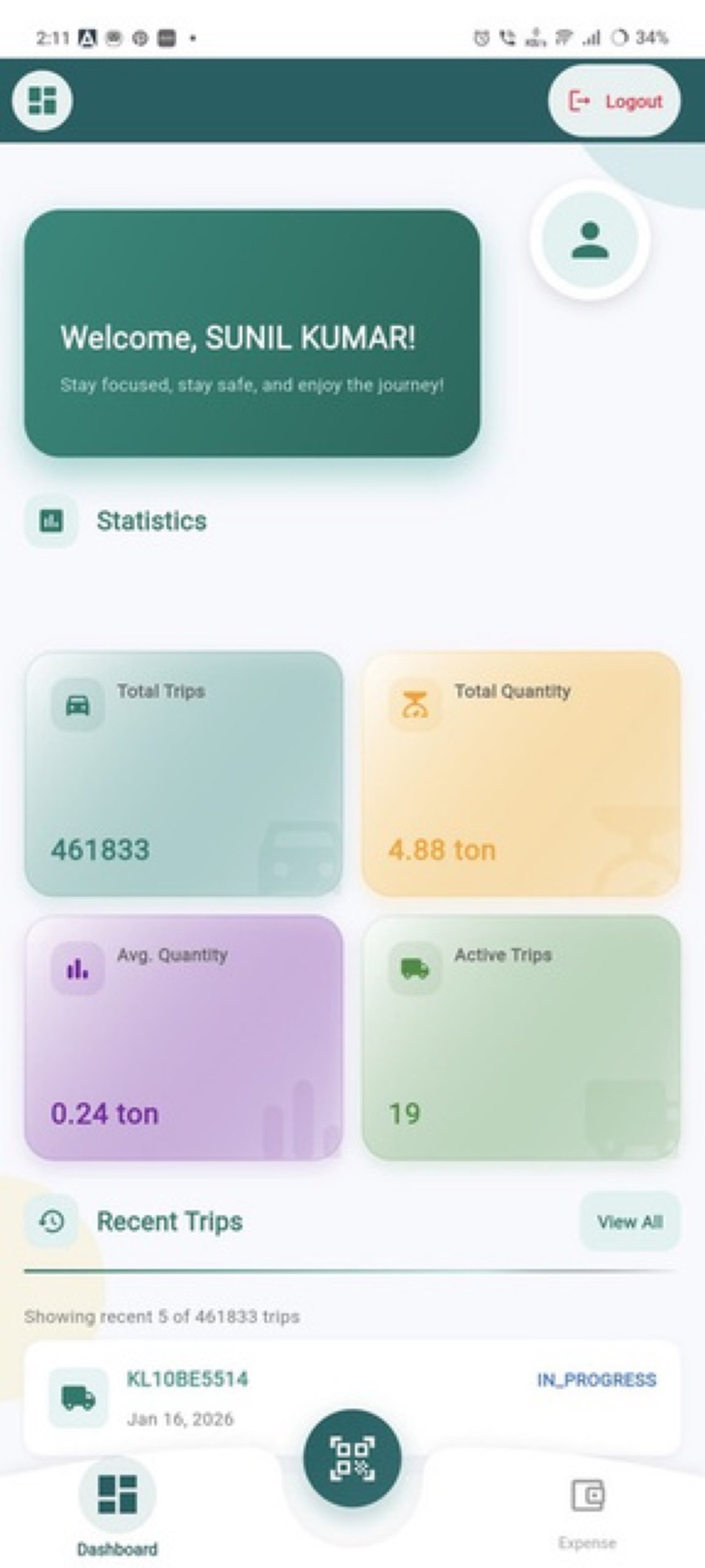 Green Gears fleet app screen